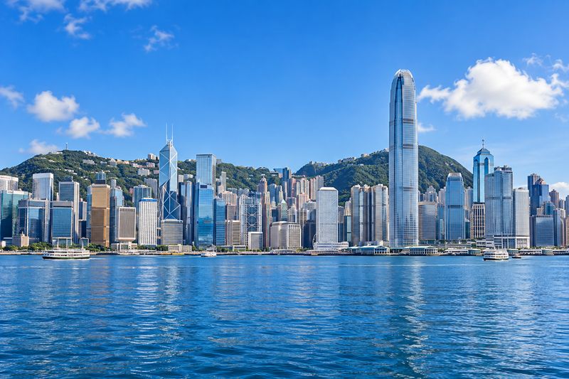 香港維多利亞港及灣仔的商業大廈