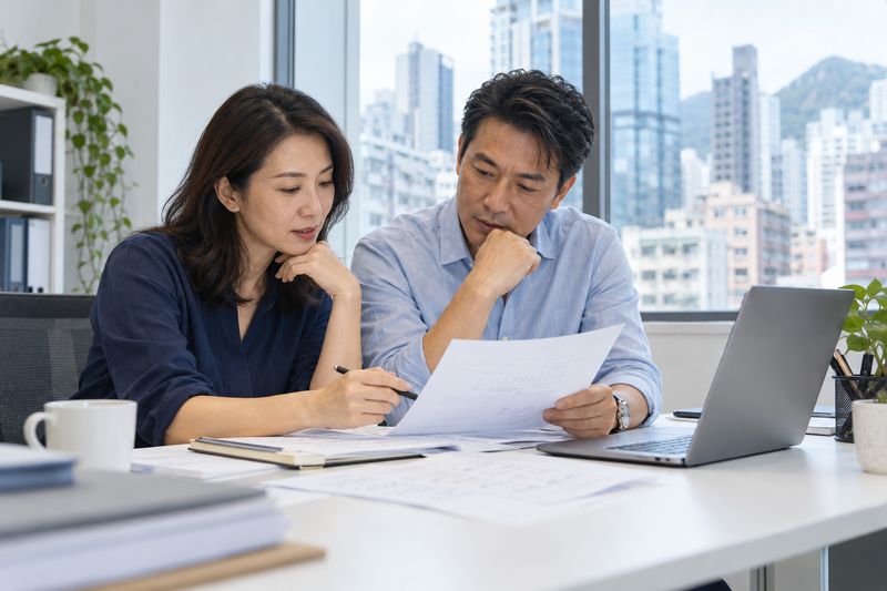 兩位同事在辦公室討論可以自動化的工作